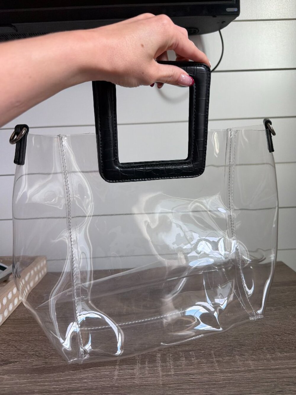 Clear unbranded stadium friendly tote bag